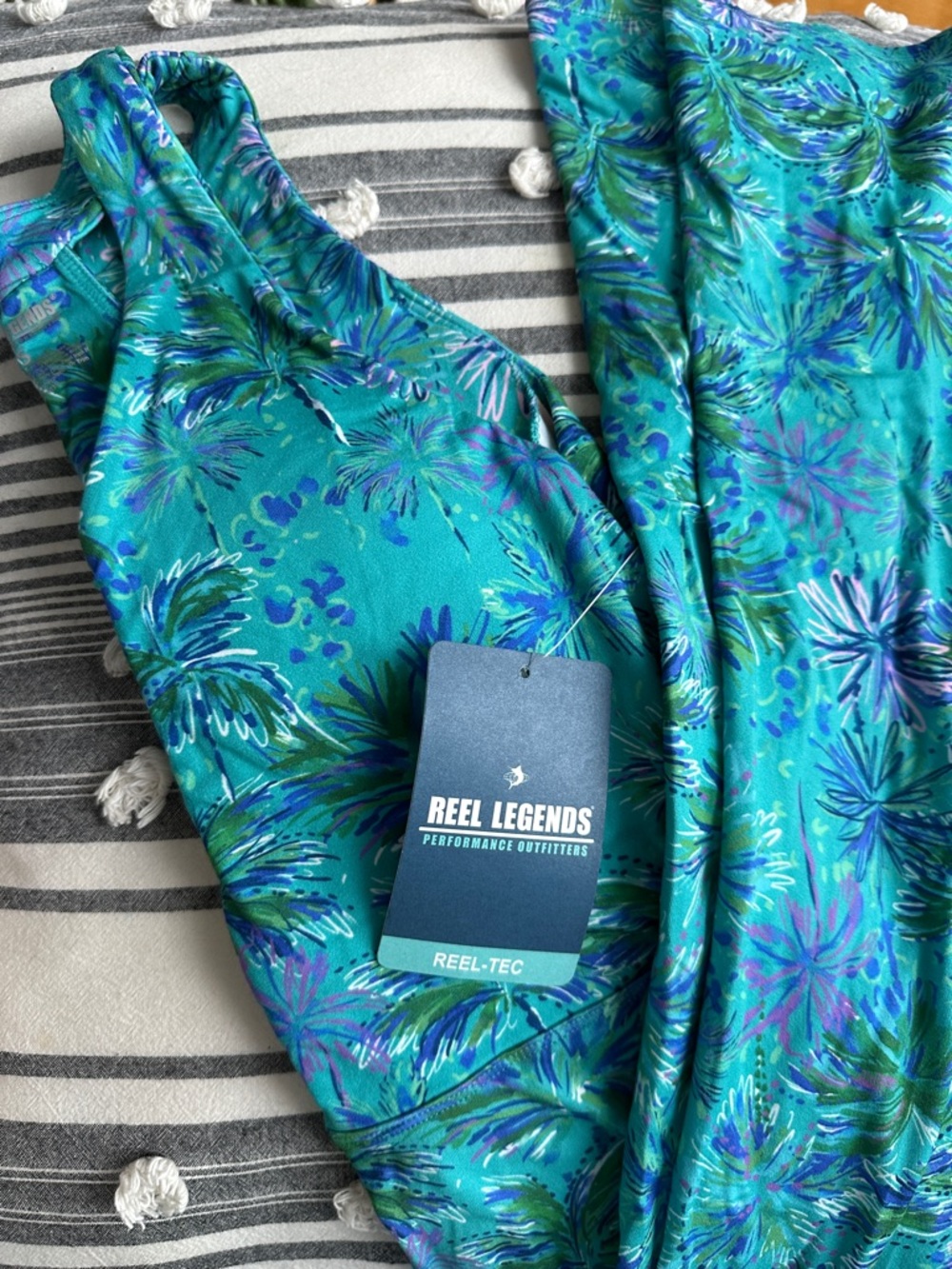Reel Legends Teal & Blue Tropical Print Dress